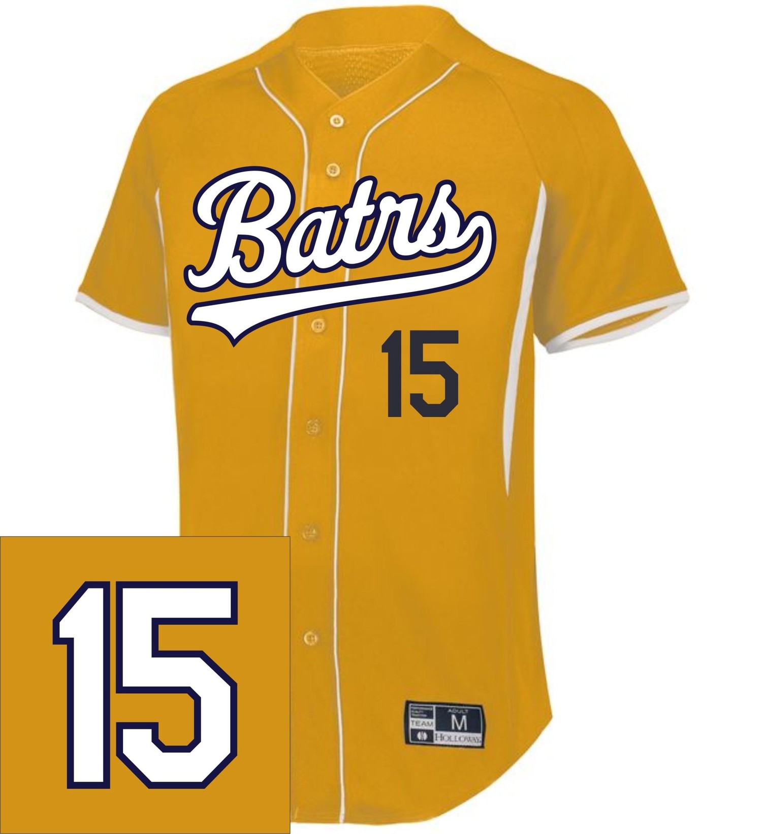 Holloway BATRS Baseball Full Button Gold Tackle Twill Jersey