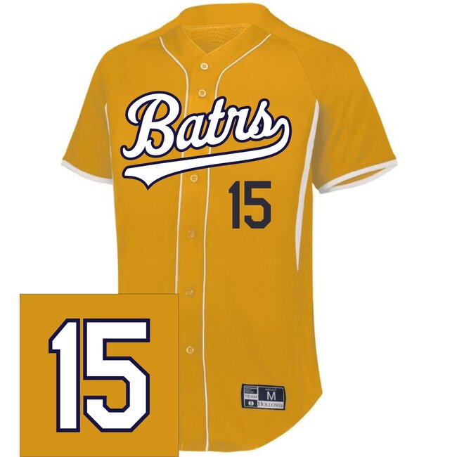 BATRS Baseball Full Button Gold  Tackle Twill Jersey