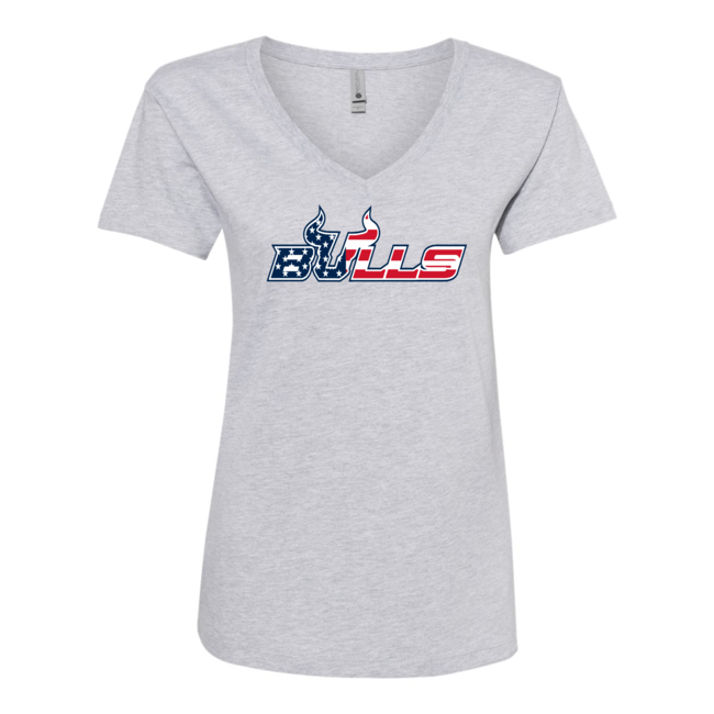 Bulls Baseball Women’s Fine Jersey Relaxed V T-Shirt - 3940