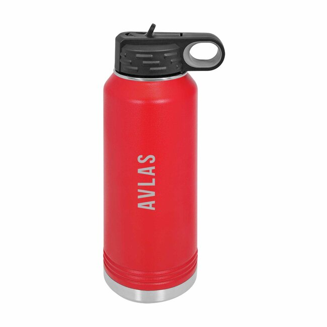 Infinity Baseball  Laser Engraved  Water Flask  - Red