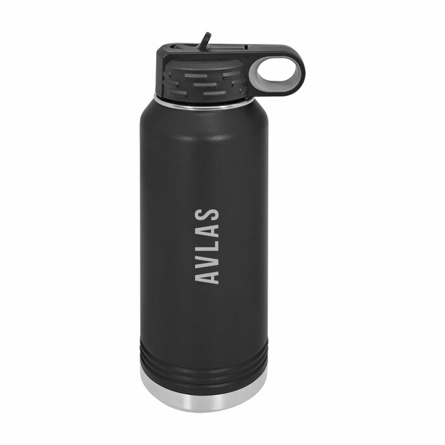 Infinity Baseball  Laser Engraved  Water Flask - Black