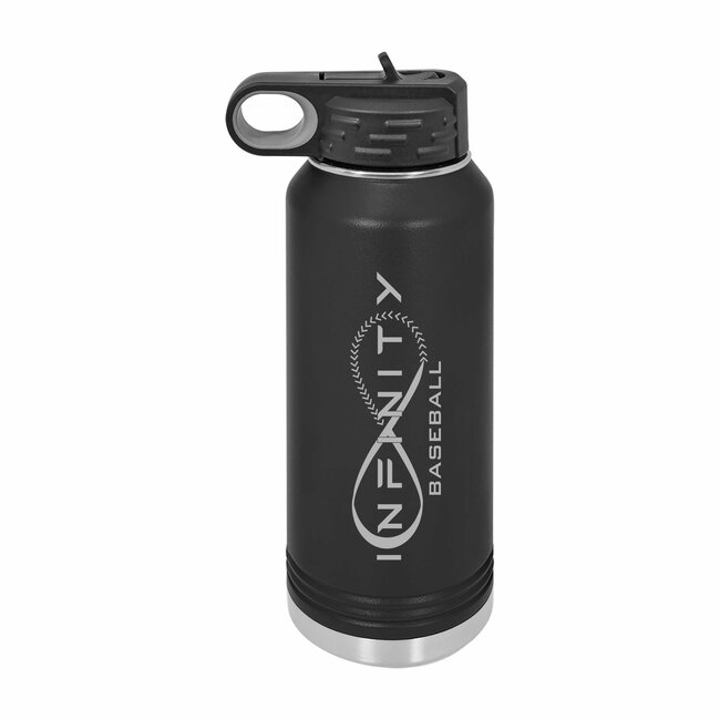 Infinity Baseball  Laser Engraved  Water Flask - Black