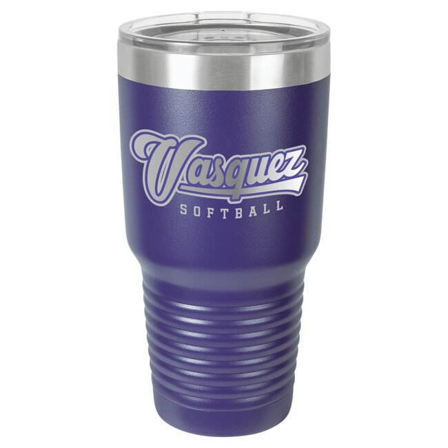 Vasquez Softball Laser Engraved Ringneck Vacuum Insulated Tumbler w/Clear Lid