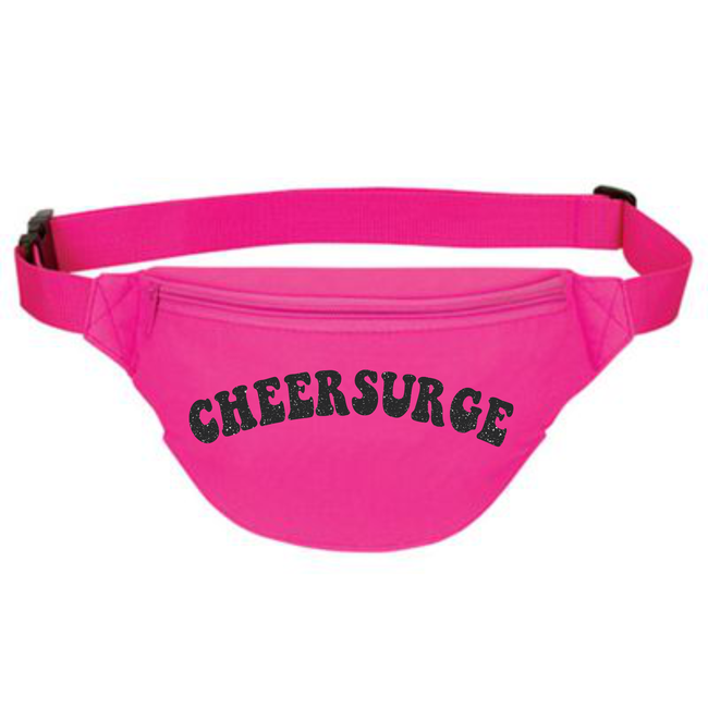 CheerSurge Neon Pink Fanny Pack with Black Glitter
