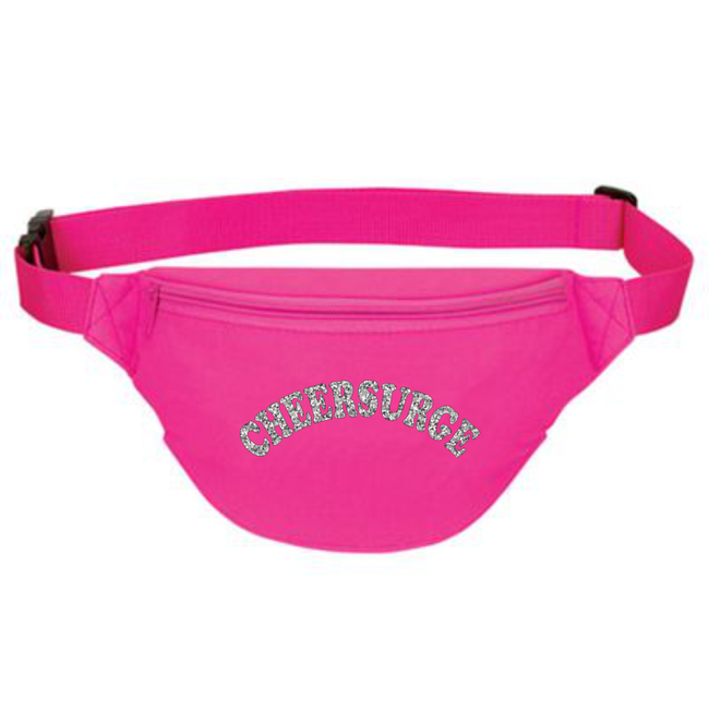CheerSurge Neon Pink Fanny Pack with Silver Glitter