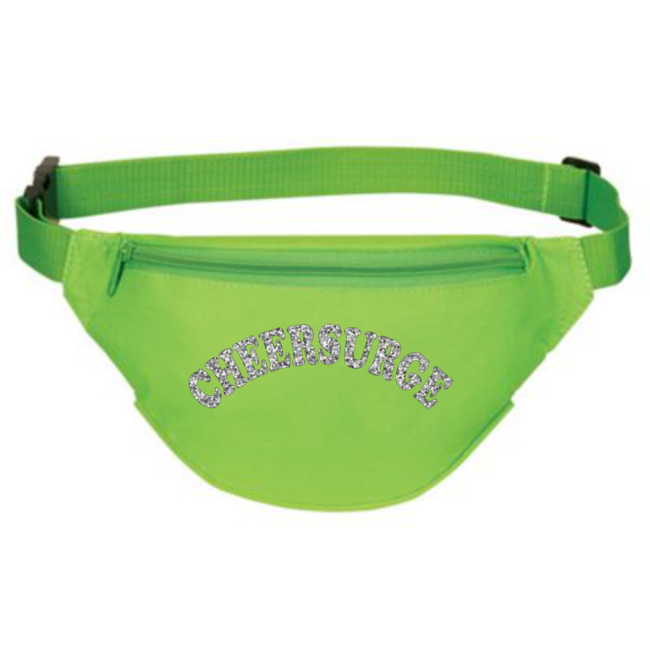 CheerSurge Neon Green Fanny Pack with Silver Glitter