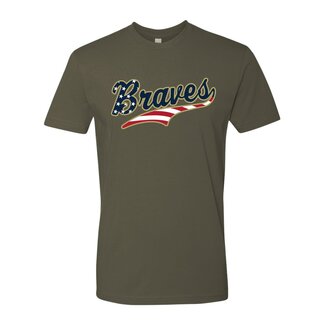 Next Level Braves Baseball Olive USA Cotton Tee