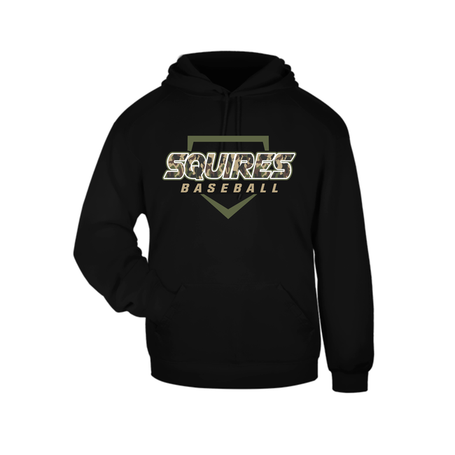 Squires Baseball Adult Badger Black Hooded Cotton Sweatshirt 9.5oz