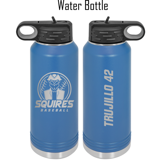 Squires Baseball Laser Engraved Water Bottle