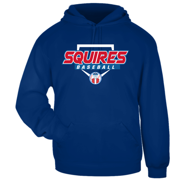 Squires Baseball Adult Badger Plate Logo Hooded Cotton Sweatshirt 9.5oz