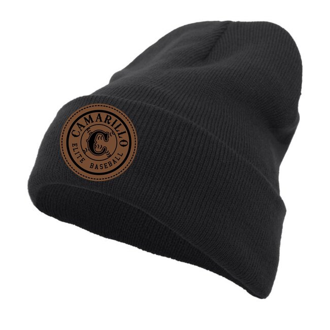 Camarillo Elite Laser Engraved Brown Patch Knit Fold Over Beanie