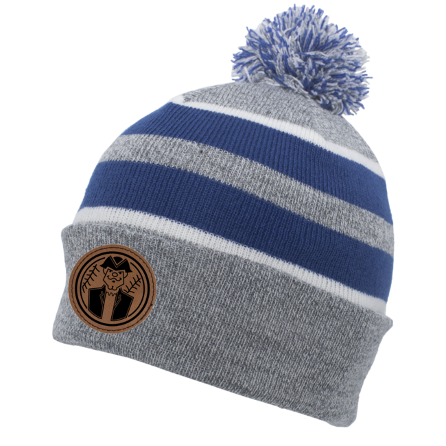 Squires Baseball Laser Brown Patch Pom Beanie 641K