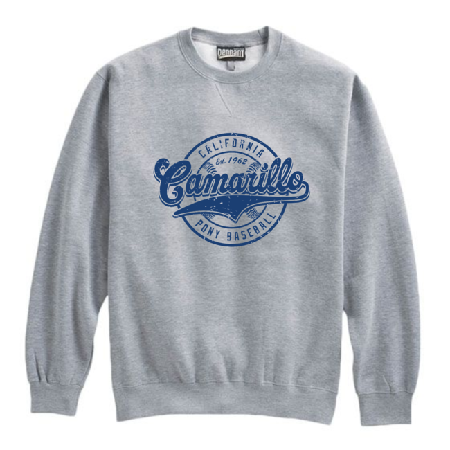 Camarillo Pony Baseball Adult Crew Sweatshirt - Script Logo