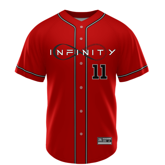 Infinity Baseball Custom Sublimated Red Full Button Jersey