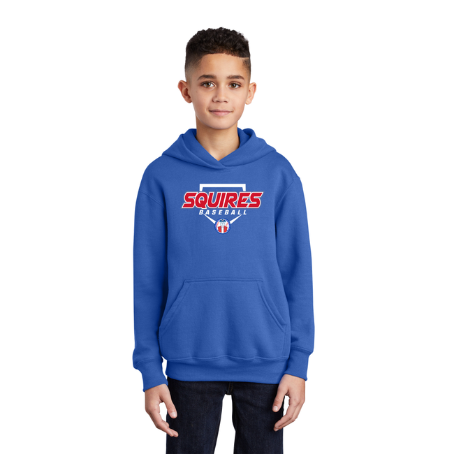 Squires Baseball Youth Essential Fleece Pullover Hooded Sweatshirt