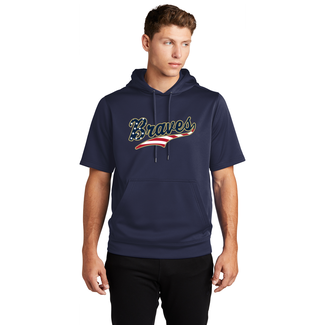 Sport Tek Braves Baseball Navy USA Fleece Short Sleeve Hoodie