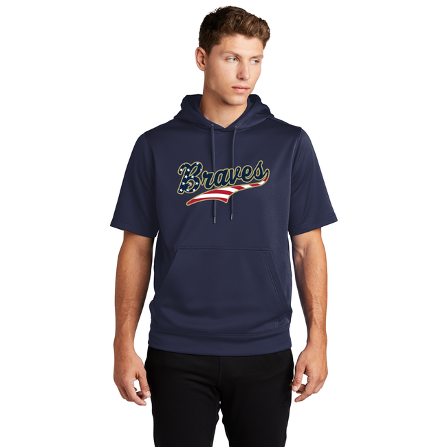 Braves Baseball Navy USA Fleece Short Sleeve Hoodie