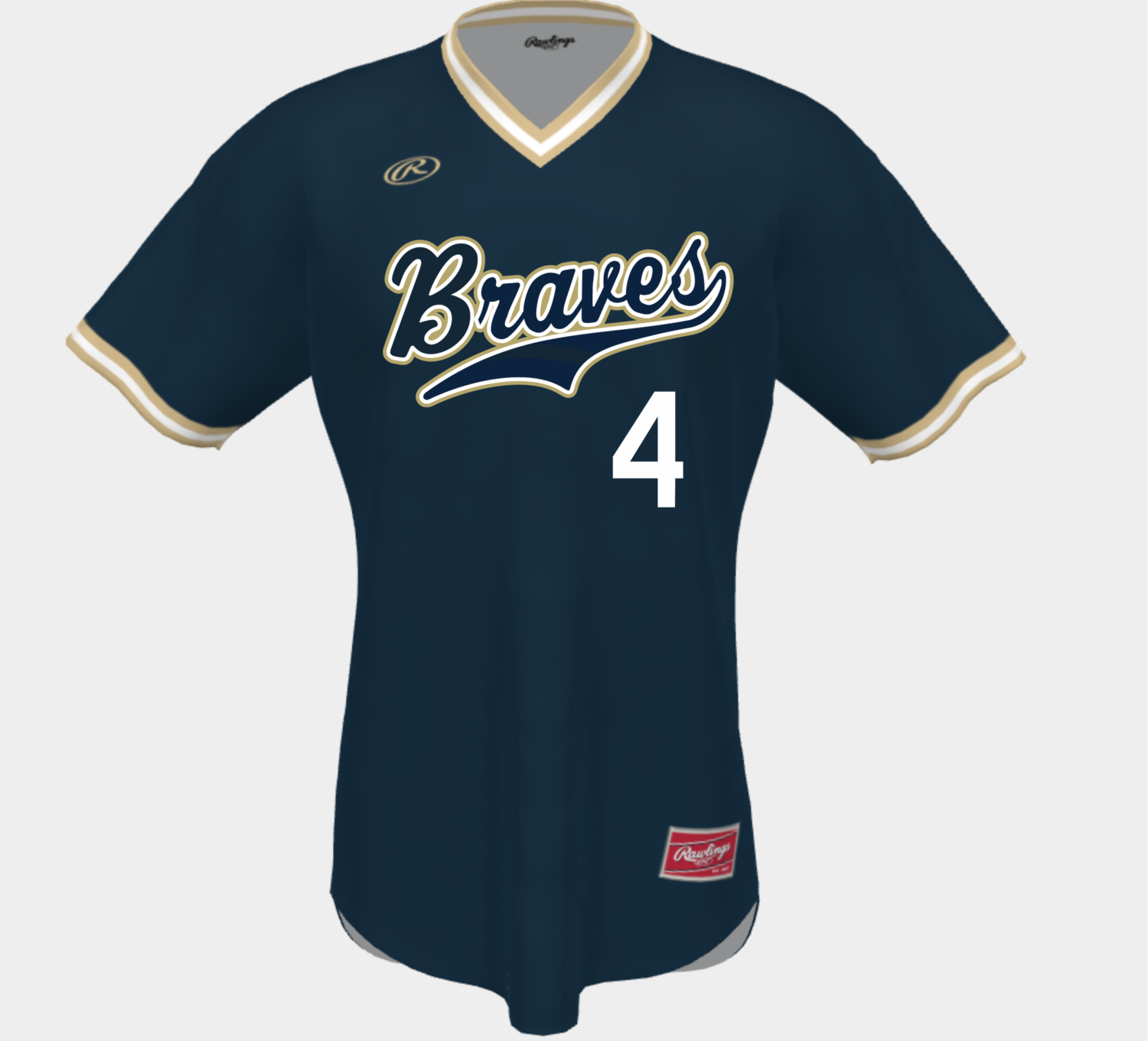 Braves Baseball Custom Sublimated 2 Button Vegas Gold Jersey