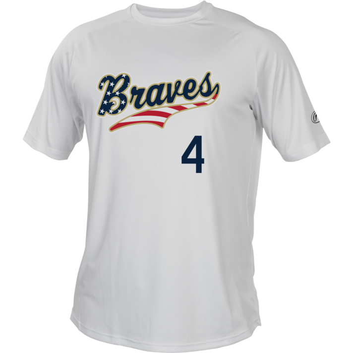 Majestic Girl's Atlanta Braves Country Short Sleeve Crew T-Shirt,  Navy, Large 14
