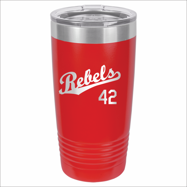 Rebels Baseball Laser Engraved  Ringneck Vacuum Insulated Tumbler w/Clear Lid