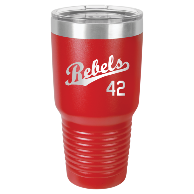 Rebels Baseball Laser Engraved  Ringneck Vacuum Insulated Tumbler w/Clear Lid
