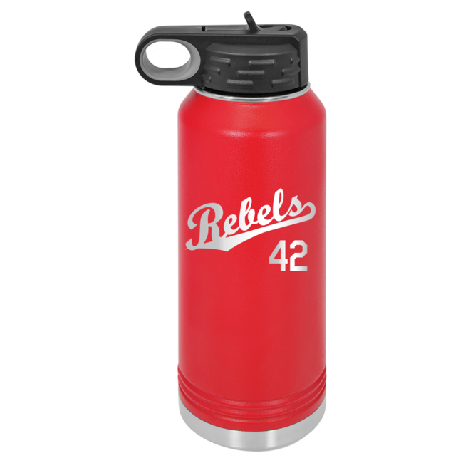 Rebels Baseball Laser Engraved Water Bottle