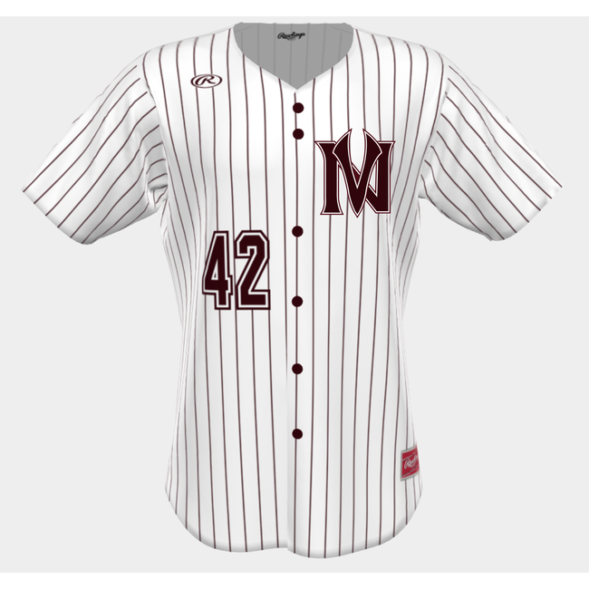 VN Baseball Rawlings Custom Full Button Pinstripe Jersey