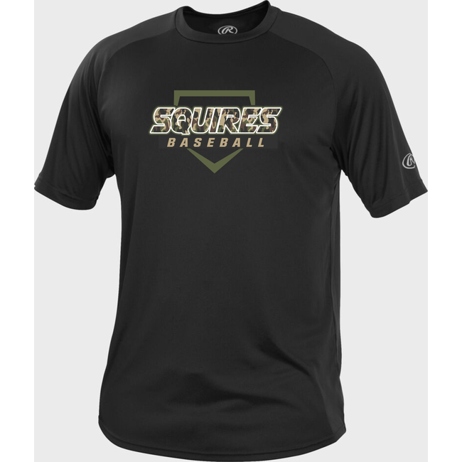 Squires Baseball Rawlings Tech Short Sleeve Camo Logo