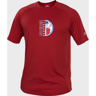 Rawlings Squires Baseball Rawlings Tech Short Sleeve Half Face Logo