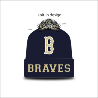 Cap America Braves Knit Beanie W/Pom