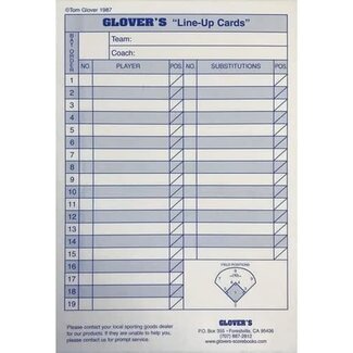 Glover's Glover's Line-Up Cards: BB-103