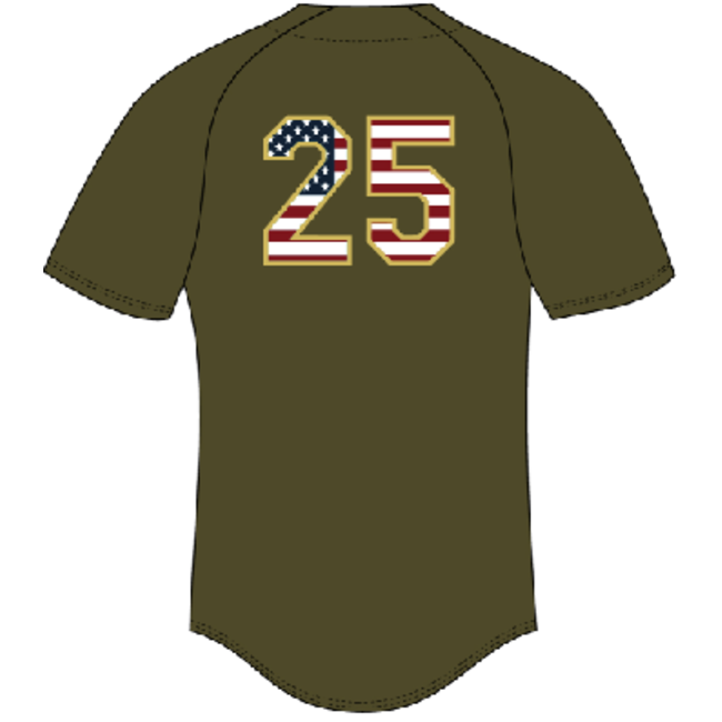 Braves Baseball Rawlings Custom Military Green Full Button Jersey
