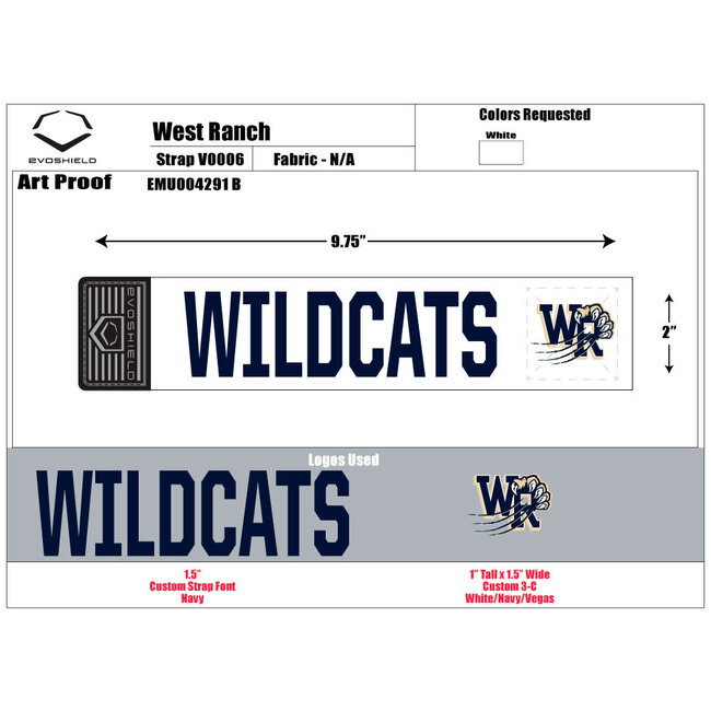 WRHSBB Baseball Custom EvoShield Strap "WILDCATS" Strap