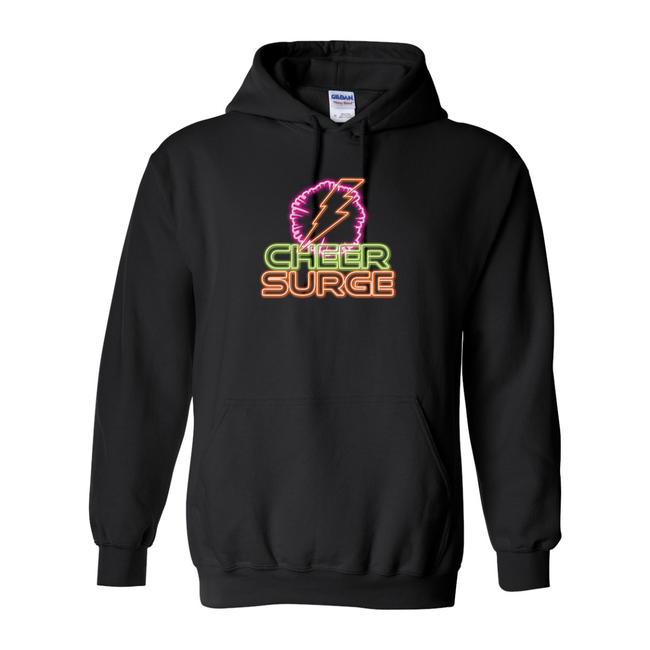 CheerSurge Black Cotton Hoodie - "NEON NIGHTS"