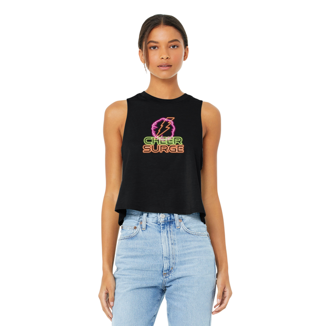 CheerSurge Women's Racerback Crop Tank - "NEON NIGHTS"