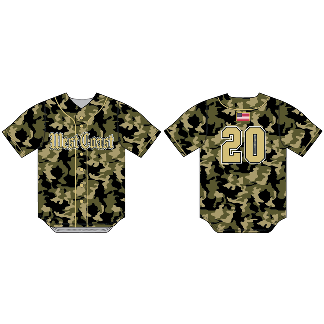 West Coast Baseball Custom Camo Jersey