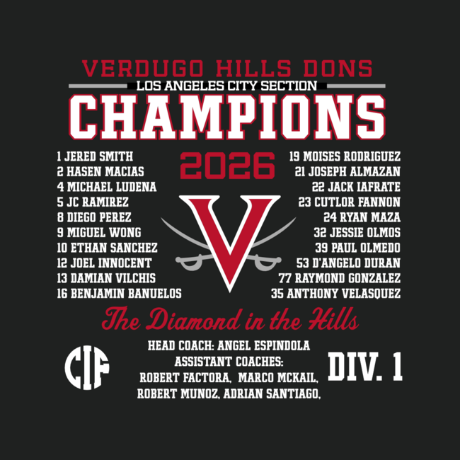 Verdugo Baseball LA City Champions Sweatshirt - 9.5oz
