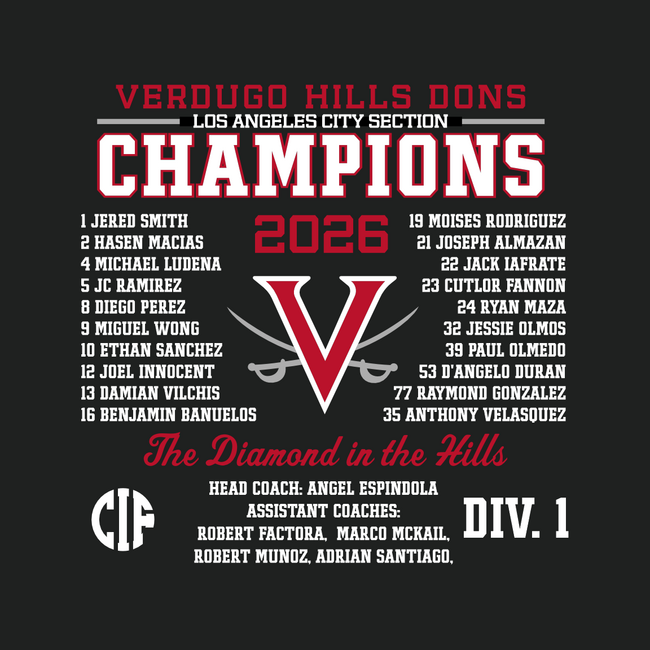 Verdugo Baseball LA City Champions Nike Tee