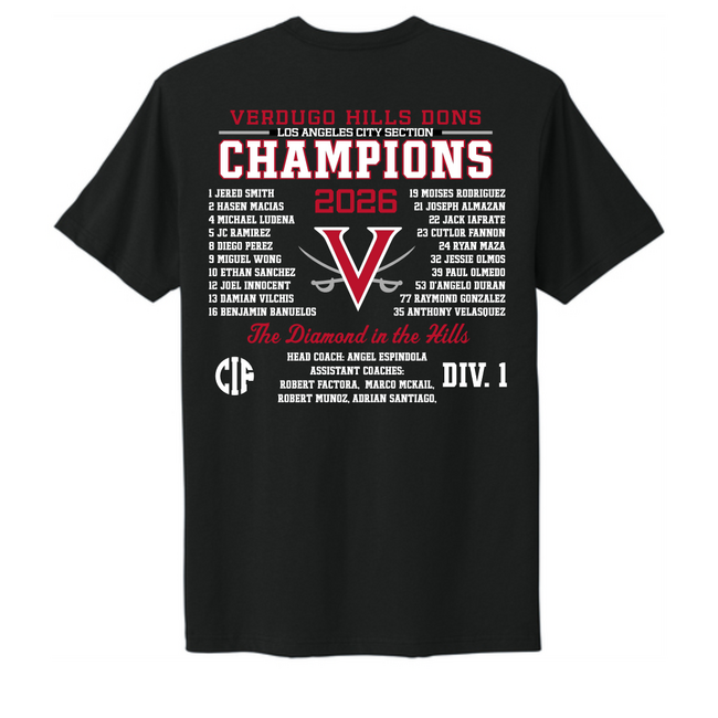 Verdugo Baseball LA City Champions Nike Tee