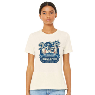 Reggie Legend of Dodger Baseball Ladies Relaxed Crew Tee