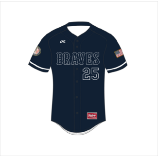 Rawlings Braves Baseball Rawlings Custom Navy Full Button Jersey