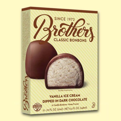 Brothers Classic Bonbons Vanilla Ice Cream Dipped in Dark Chocolate, Santa Ana, California