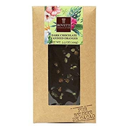 Bovetti Dark Chocolate Bar Candied Oranges, Dordogne, France Bovetti Dark Chocolate Bar Candied Oranges, Dordogne, France