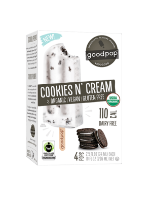 Goodpop Cookies N'Cream Organic Frozen Bars, Austin, Texas 4 pack