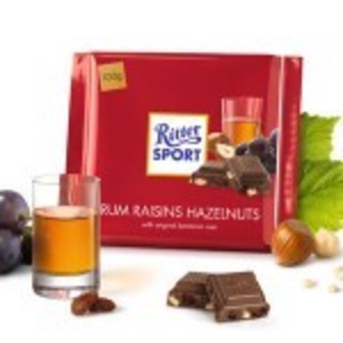 Ritter Sport Rum Raisins Hazelnut Chocolate Bar 3.5oz, Germany