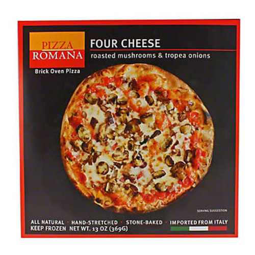 Pizza Romana Four Cheese with Mushrooms & Tropea Onions Brick Oven Pizza, Marche, Italy