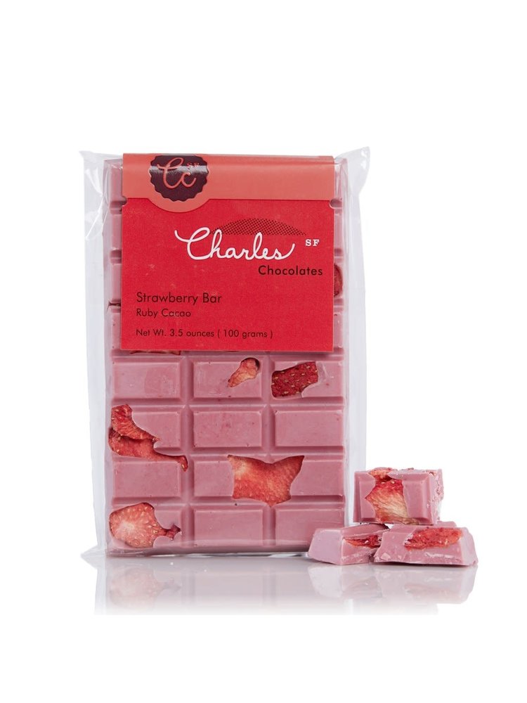 Charles Chocolates Strawberry Bar Ruby Cacao, 3.5oz.