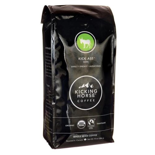Kicking Horse Coffee "Kick Ass" Dark Roast Whole Bean, British Columbia, 10oz bag Kicking Horse Coffee "Kick Ass" Dark Roast Whole Bean, British Columbia, 10oz bag