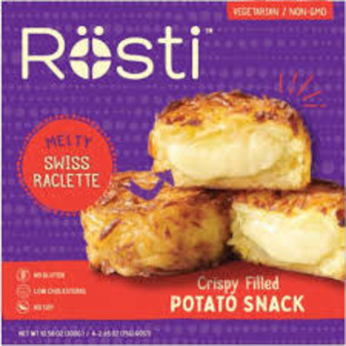 Rosti "Melty Swiss Raclette" Crispy Filled Potato 4pc. Rosti "Melty Swiss Raclette" Crispy Filled Potato 4pc.