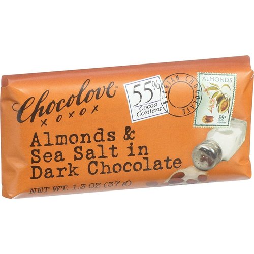 Chocolove Almonds & Sea Salt in Dark Chocolate Mini Bar, Boulder, 1.3 oz. Chocolove Almonds & Sea Salt in Dark Chocolate Mini Bar, Boulder, 1.3 oz.